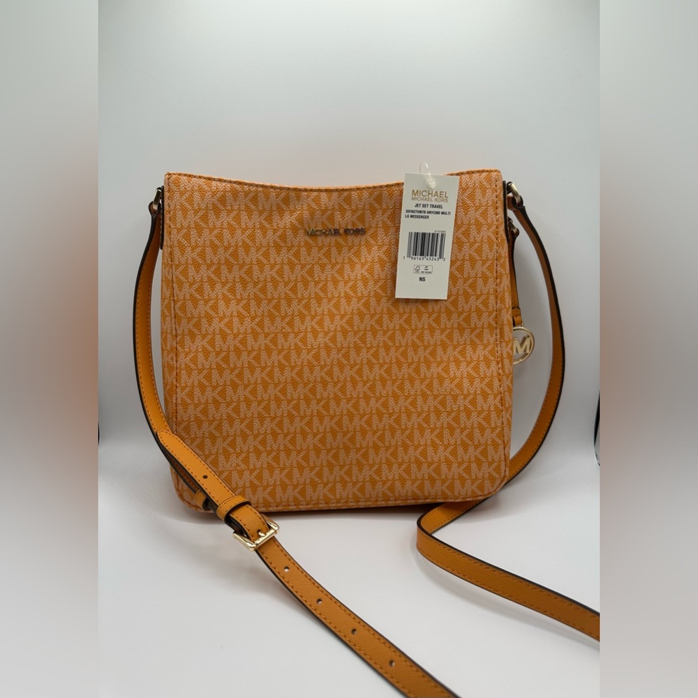 Michael Michael Kors Jet Set Travel Large Logo Messenger Bag Honeycomb Multi NWT